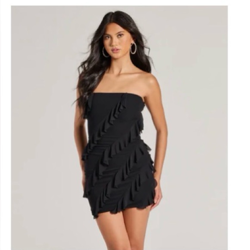 Windsor Black Ruffle Dress
